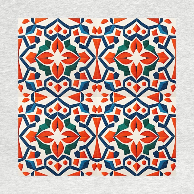 Red Colourful Tile Pattern by BottlesOfBooks
